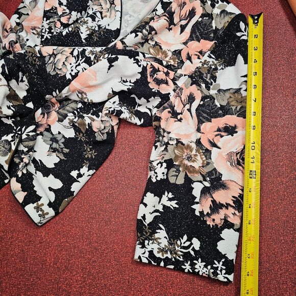 Alex Evenings Pink Floral Jacket 2 Piece Set 2X Glitter One Button Pleats Formal - Picture 8 of 12